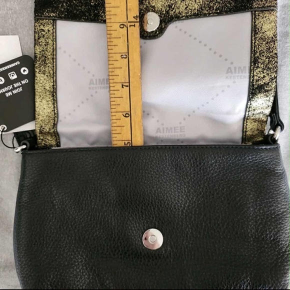 NWT Aimee Kestenberg Genuine Leather Gold Dusted Seude Crossbody Bag - Picture 10 of 10